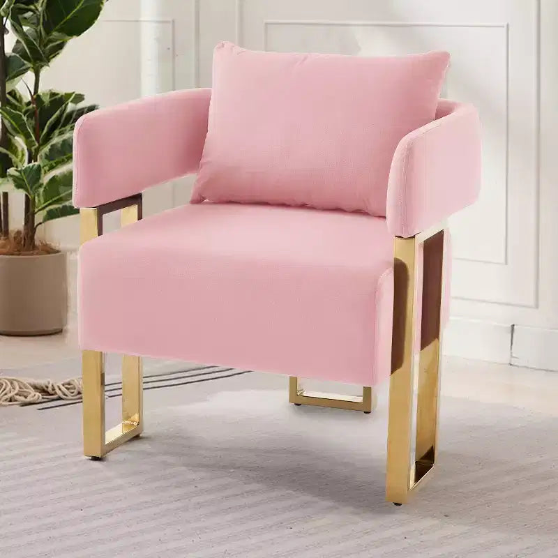 Set di 2 sedie d'accento moderne imbottite con gambe in metallo dorato, sedie laterali morbide e imbottite
