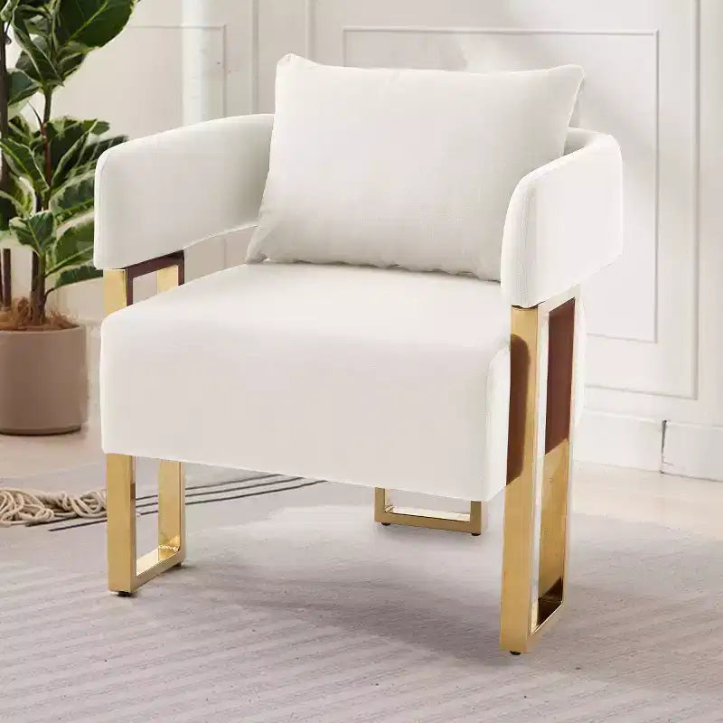Set di 2 sedie d'accento moderne imbottite con gambe in metallo dorato, sedie laterali morbide e imbottite