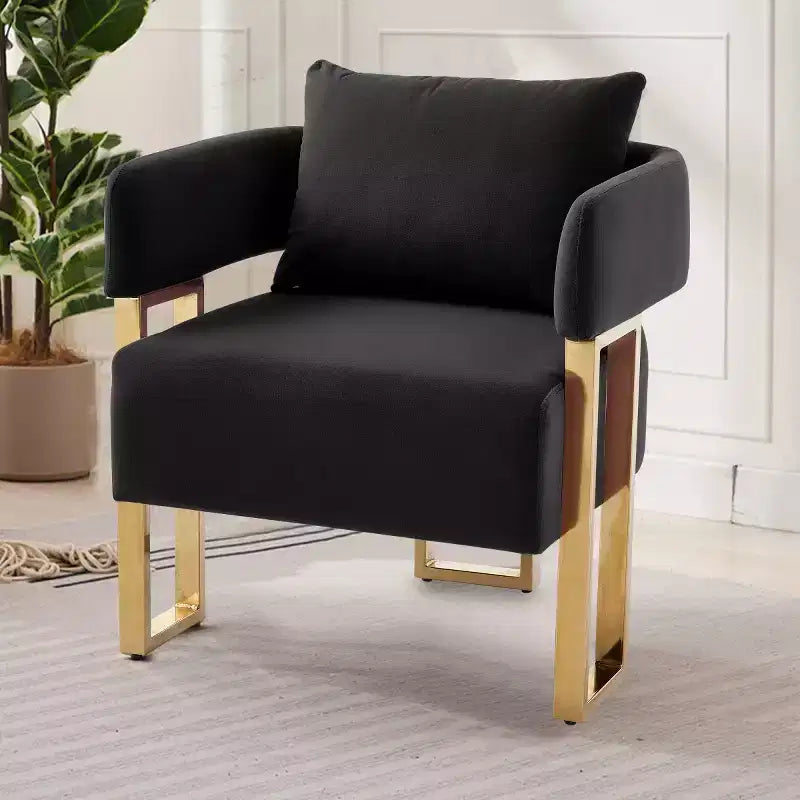 Set di 2 sedie d'accento moderne imbottite con gambe in metallo dorato, sedie laterali morbide e imbottite