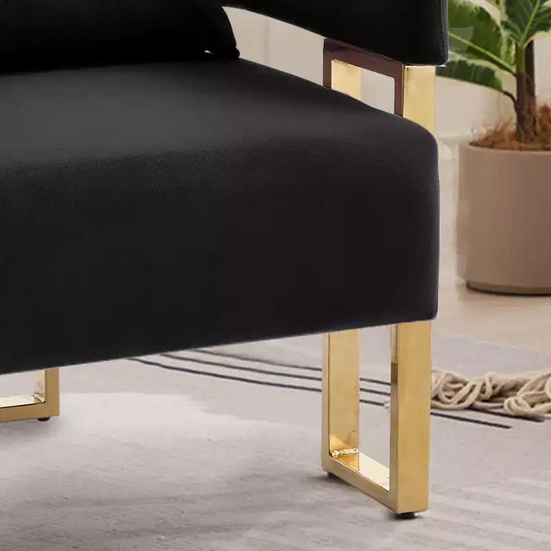 Set di 2 sedie d'accento moderne imbottite con gambe in metallo dorato, sedie laterali morbide e imbottite