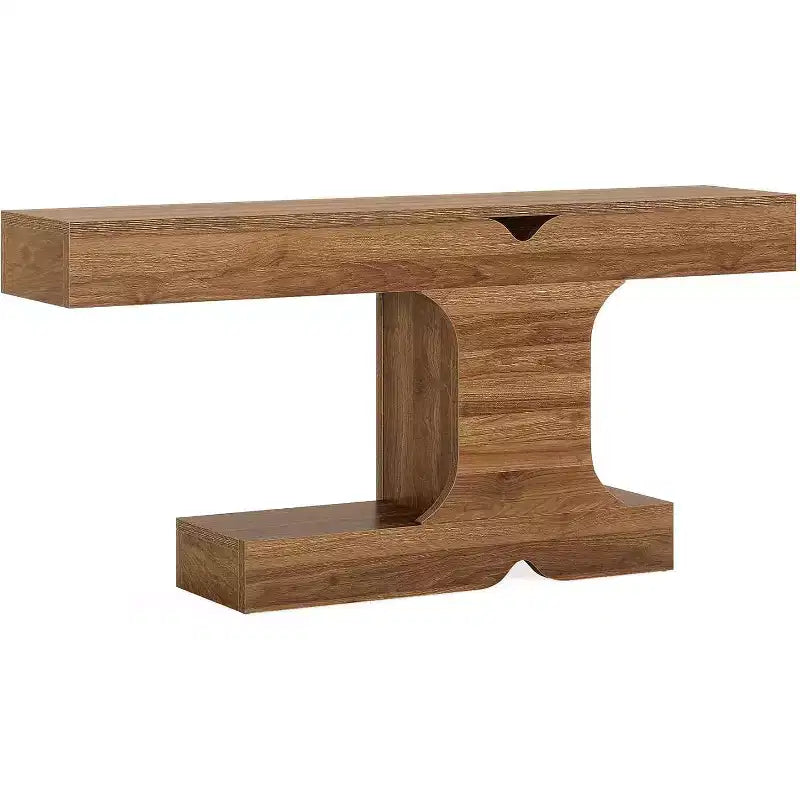 Consolle moderna Lantine, tavolo da divano lungo 63 pollici dietro il divano, tavolo d'ingresso in legno per corridoio, ingresso, soggiorno, noce