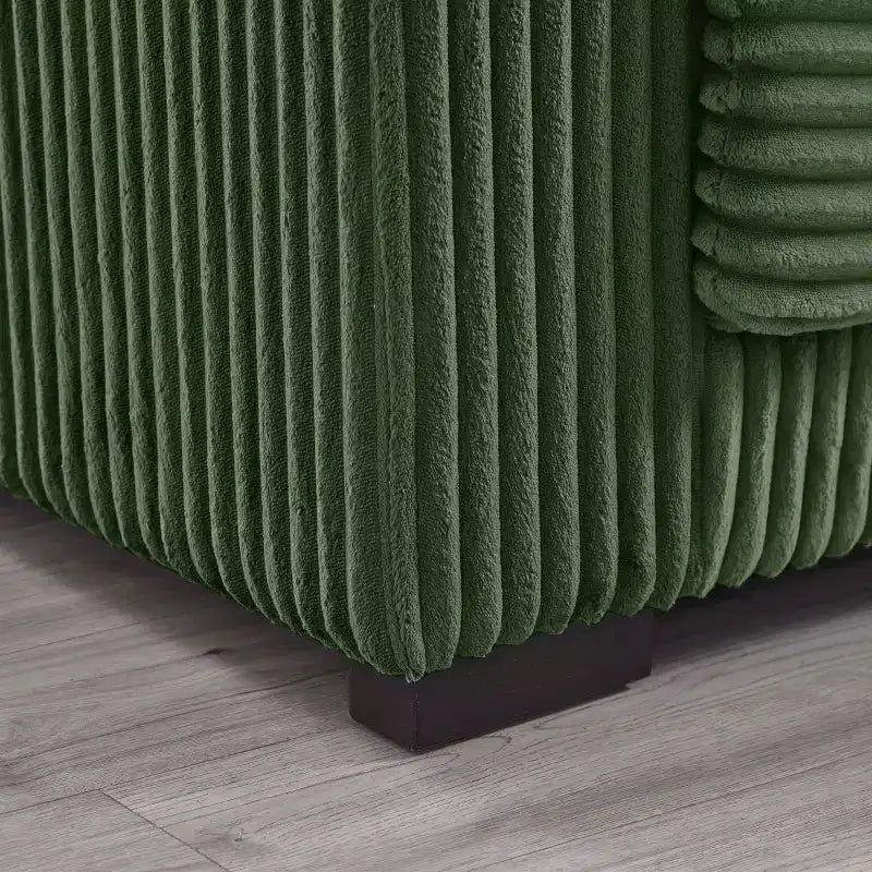 Divano sezionale a L da 93" con chaise longue reversibile, morbido rivestimento in velluto a coste, verde