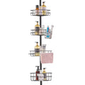 4-Shelf Shower Corner Caddy Tension Pole Adjustable 56-114 in Rust-Resistant Bathroom Organizer