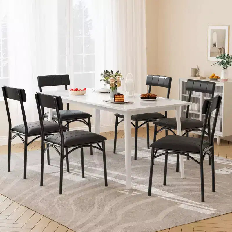Sedie da pranzo moderne set da 2 o 4, sedie da cucina imbottite con schienale alto e gambe in acciaio, nere