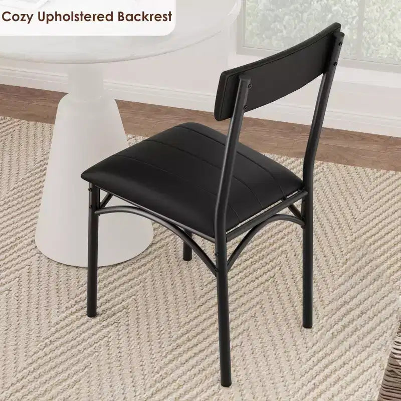 Sedie da pranzo moderne set da 2 o 4, sedie da cucina imbottite con schienale alto e gambe in acciaio, nere