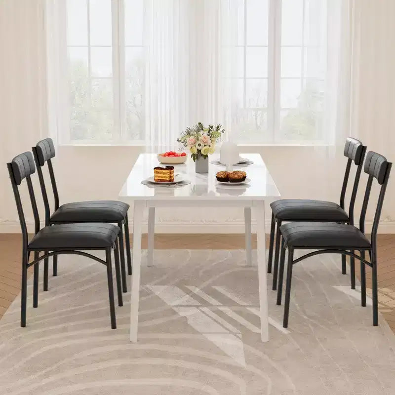 Sedie da pranzo moderne set da 2 o 4, sedie da cucina imbottite con schienale alto e gambe in acciaio, nere