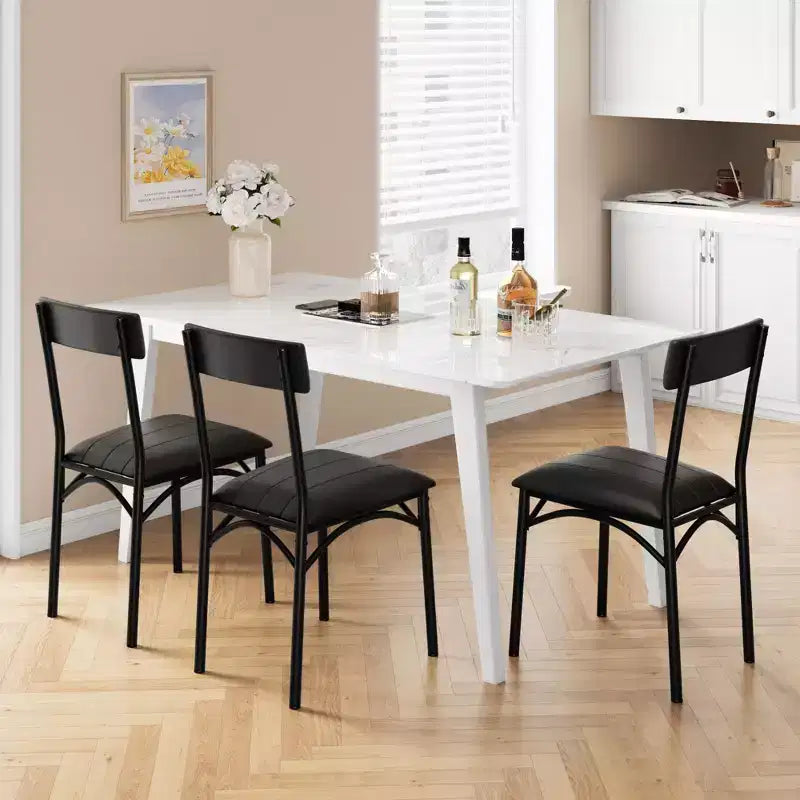 Sedie da pranzo moderne set da 2 o 4, sedie da cucina imbottite con schienale alto e gambe in acciaio, nere