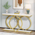 Tribesigns 55-Inch Gold Console Table, Modern Entryway Table with Geometric Metal Frame, Faux Marble Sofa Table for Living Room, Entrance, Hallway