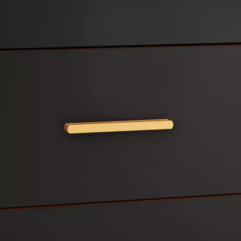 Comodino moderno nero e oro, telaio aperto in metallo, comodino con 3 cassetti, 80 cm (lunghezza) x 40 cm (larghezza)