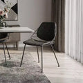 Set di 2 sedie da pranzo in tessuto imbottito nero, senza braccioli, struttura in acciaio, 81 cm (A) x 50.5 cm (L)