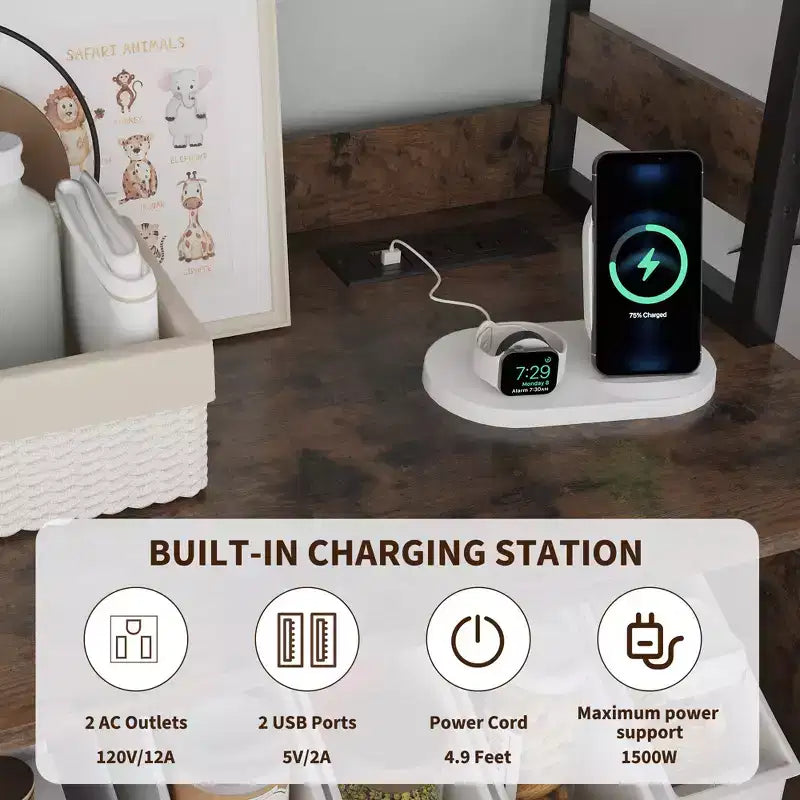 Mobile dispensa da cucina multifunzione con prese, luci a LED e ante in vetro, altezza 170 cm