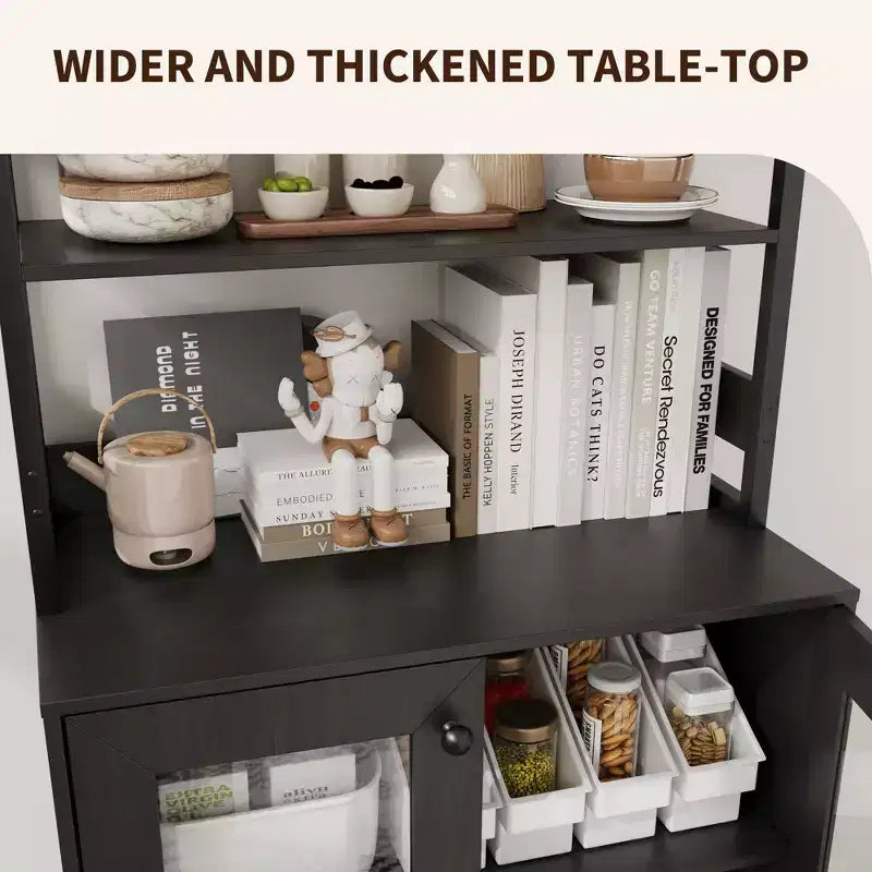 Mobile dispensa da cucina multifunzione con prese, luci a LED e ante in vetro, altezza 170 cm