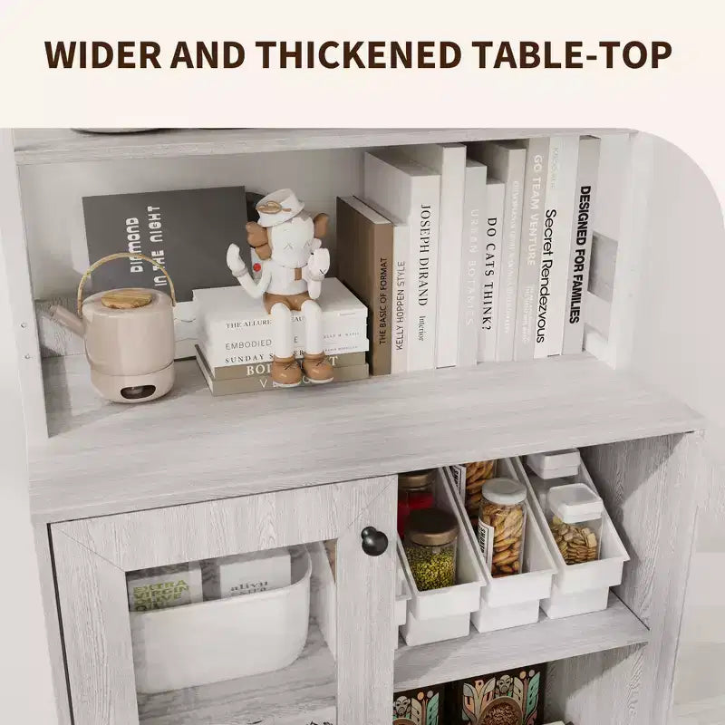 Mobile dispensa da cucina multifunzione con prese, luci a LED e ante in vetro, altezza 170 cm