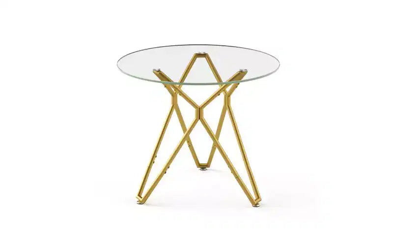 TUYOHW Minimalist Dining Table with Tempered Glass,Kitchen Table for 2-4,Space-saving Table for Apartment,Small Spaces,Dining Room,Gold