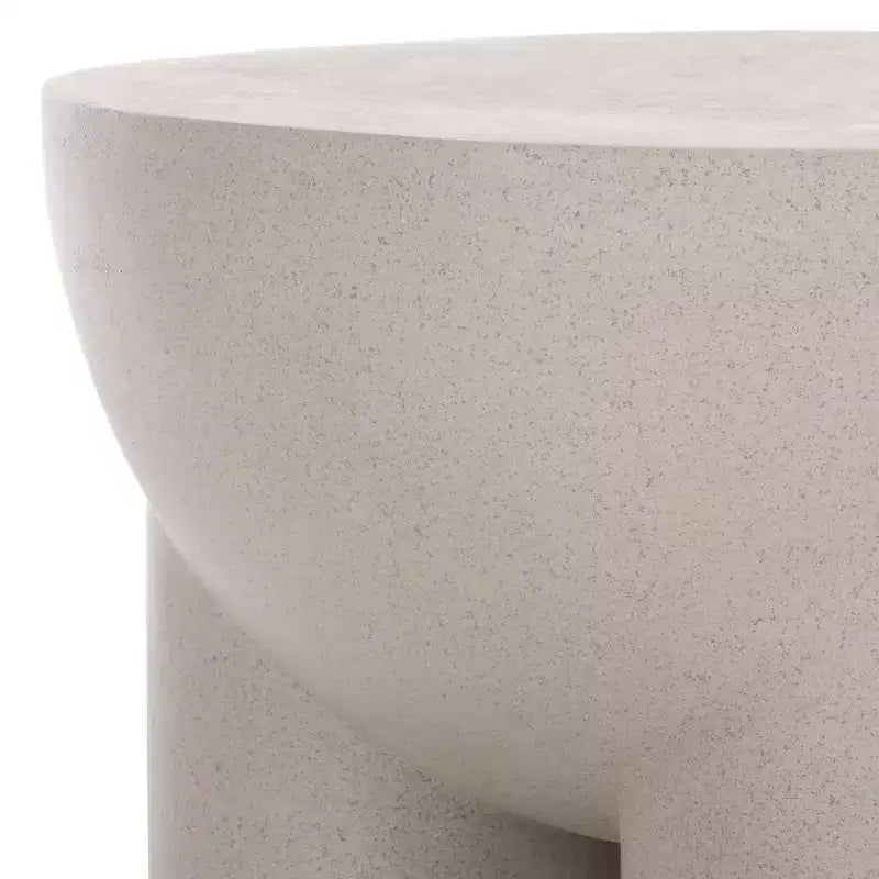 Tavolino d'appoggio rotondo Kataleya, tavolino laterale a tamburo grigio, arredamento moderno, nessun assemblaggio richiesto