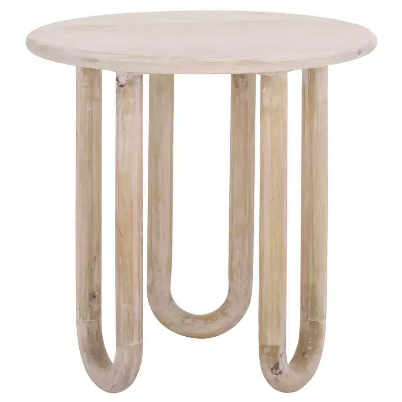 Tavolino d'appoggio rotondo Jazmin, tavolino in legno di mango lavato naturale, 56 cm H x 56 cm L, nessun assemblaggio