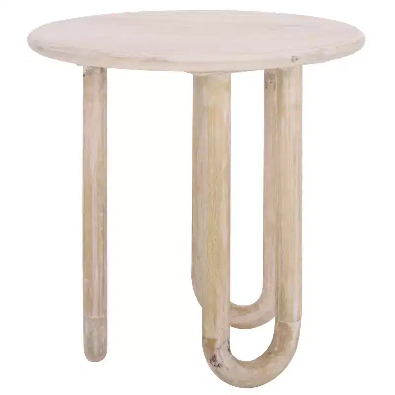 Tavolino d'appoggio rotondo Jazmin, tavolino in legno di mango lavato naturale, 56 cm H x 56 cm L, nessun assemblaggio