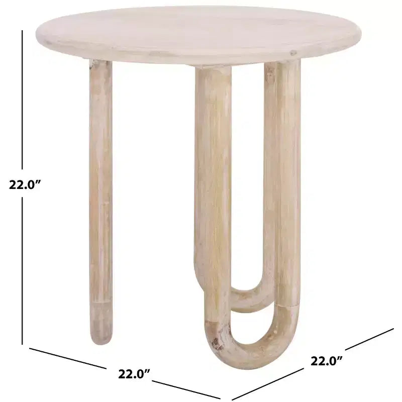 Tavolino d'appoggio rotondo Jazmin, tavolino in legno di mango lavato naturale, 56 cm H x 56 cm L, nessun assemblaggio