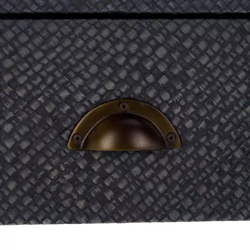 Tavolino Epke a 1 cassetto e 1 ripiano, tavolino da divano in giacinto d'acqua naturale e legno, nessun montaggio