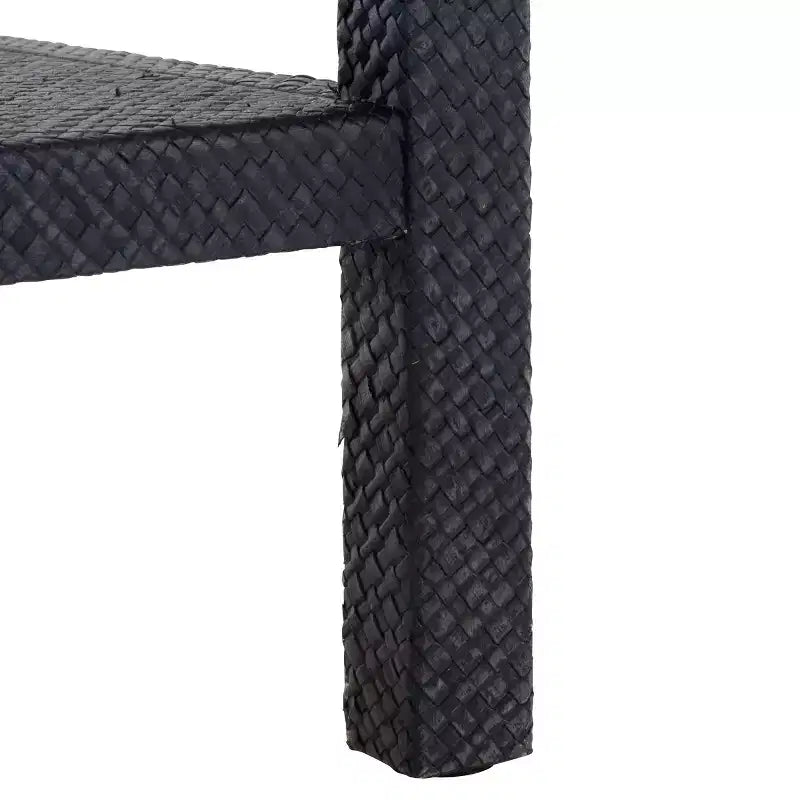Tavolino Epke a 1 cassetto e 1 ripiano, tavolino da divano in giacinto d'acqua naturale e legno, nessun montaggio