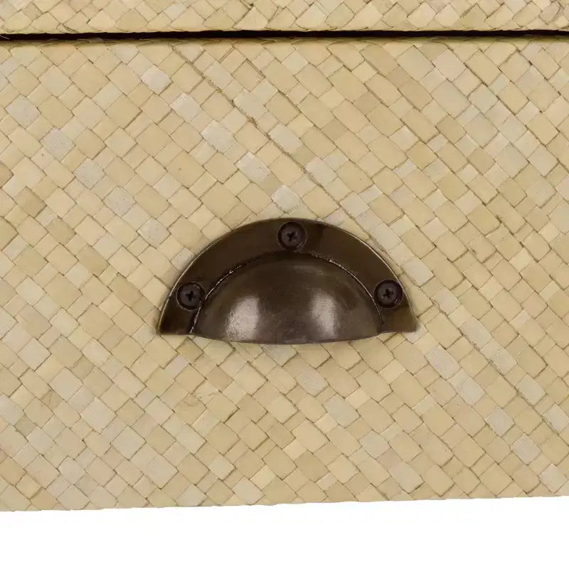 Tavolino Epke a 1 cassetto e 1 ripiano, tavolino da divano in giacinto d'acqua naturale e legno, nessun montaggio