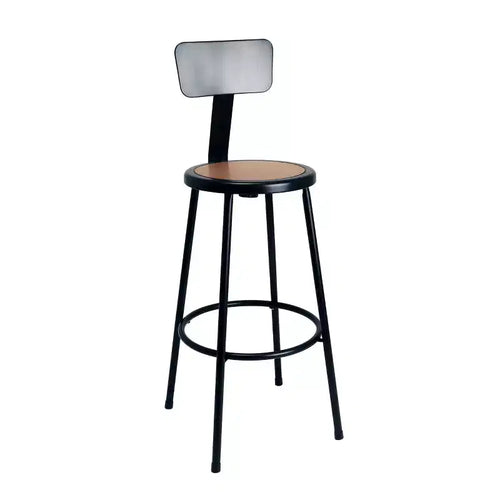 Hampden Furnishings 30" Felix Collection Steel Stool with Backrest Black