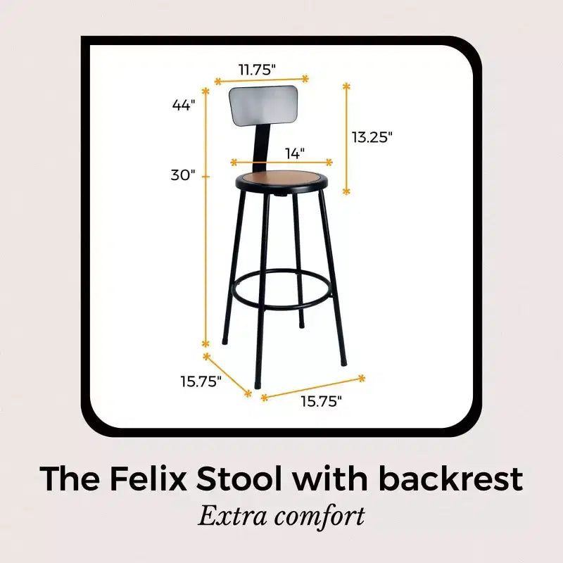 Sgabello da 30" in acciaio con schienale, sgabello industriale nero altezza bancone per cucina e bar