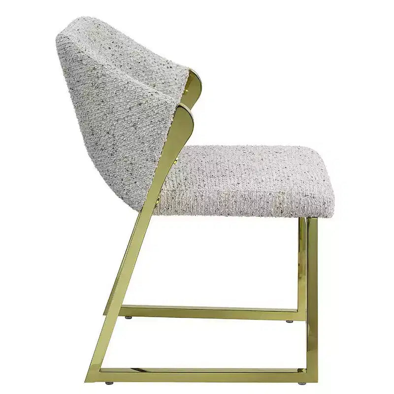 Sedia da pranzo Teddy in pelliccia sintetica con gambe color oro, sedia d'accento moderna