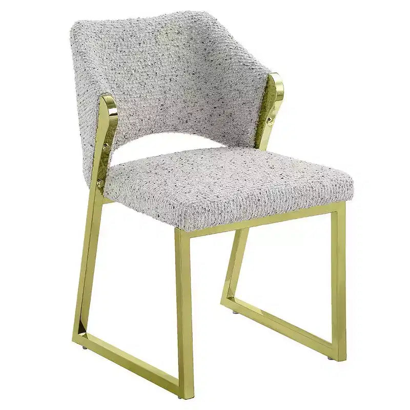 Sedia da pranzo Teddy in pelliccia sintetica con gambe color oro, sedia d'accento moderna
