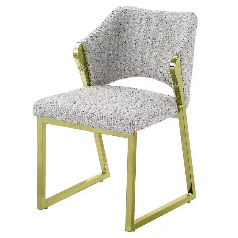 Sedia da pranzo Teddy in pelliccia sintetica con gambe color oro, sedia d'accento moderna