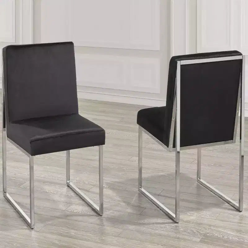 Set di 2 sedie da pranzo Barton, sedie laterali imbottite nere per cucina e sala da pranzo