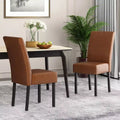 Christopher Knight Home Set of 2 Pertica Faux Leather Upholstered T Stitch Dining Chairs Cognac Brown/Espresso