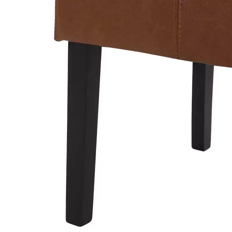 Set di 2 sedie da pranzo T-Stitch in similpelle, sedie laterali imbottite in marrone cognac ed espresso