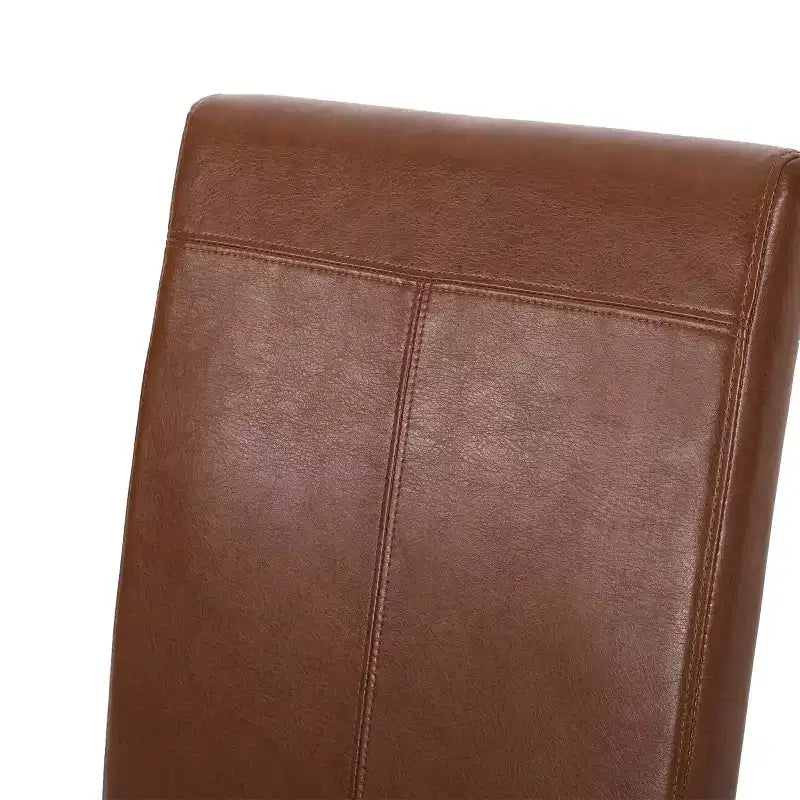 Set di 2 sedie da pranzo T-Stitch in similpelle, sedie laterali imbottite in marrone cognac ed espresso
