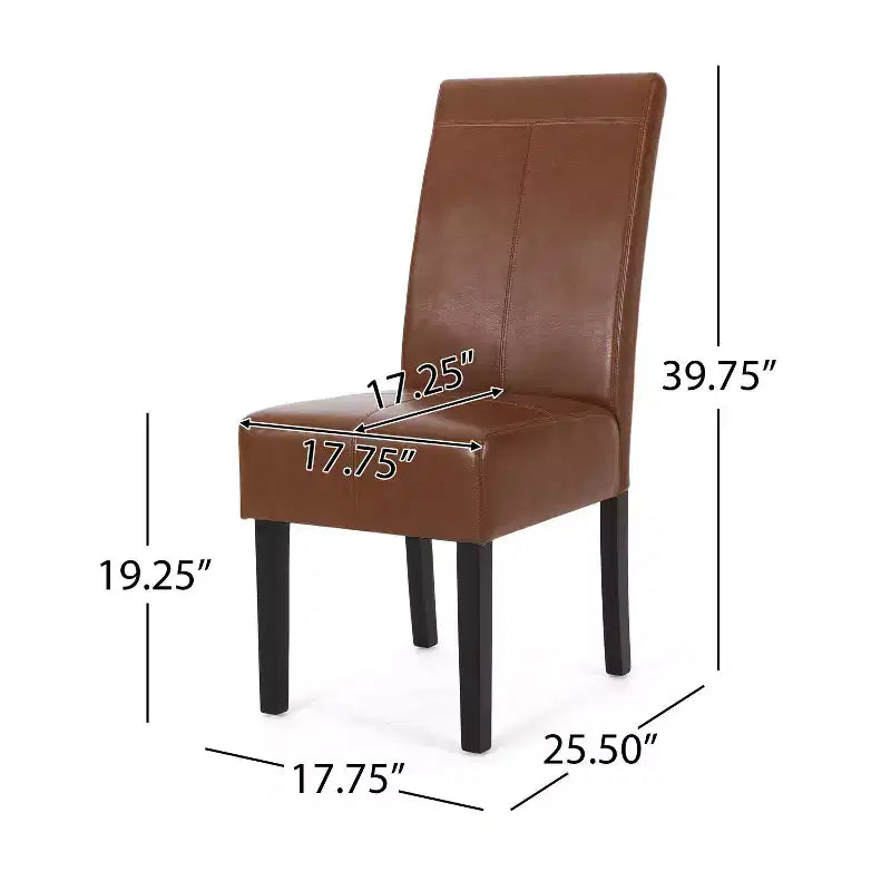 Set di 2 sedie da pranzo T-Stitch in similpelle, sedie laterali imbottite in marrone cognac ed espresso