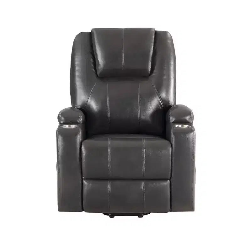 Divano reclinabile in Leather Aire, divano reclinabile moderno color canna di fucile per soggiorno