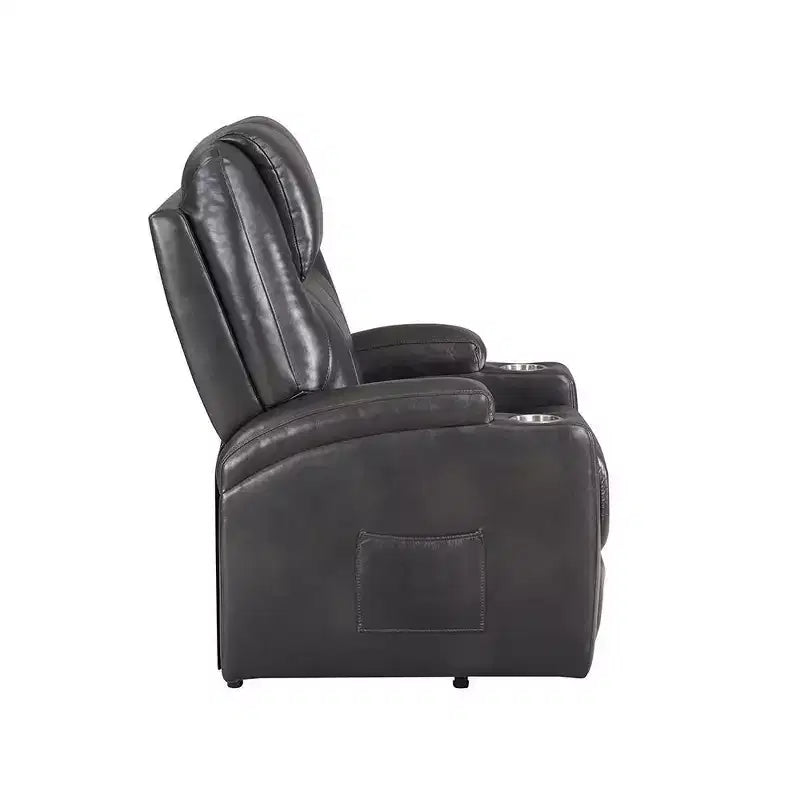 Divano reclinabile in Leather Aire, divano reclinabile moderno color canna di fucile per soggiorno