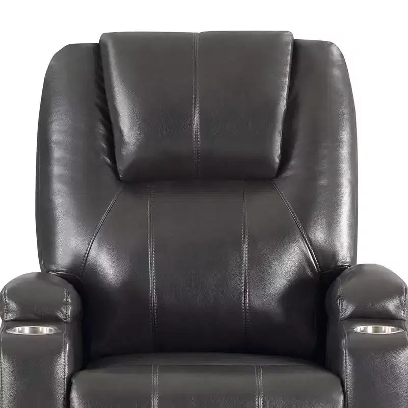 Divano reclinabile in Leather Aire, divano reclinabile moderno color canna di fucile per soggiorno