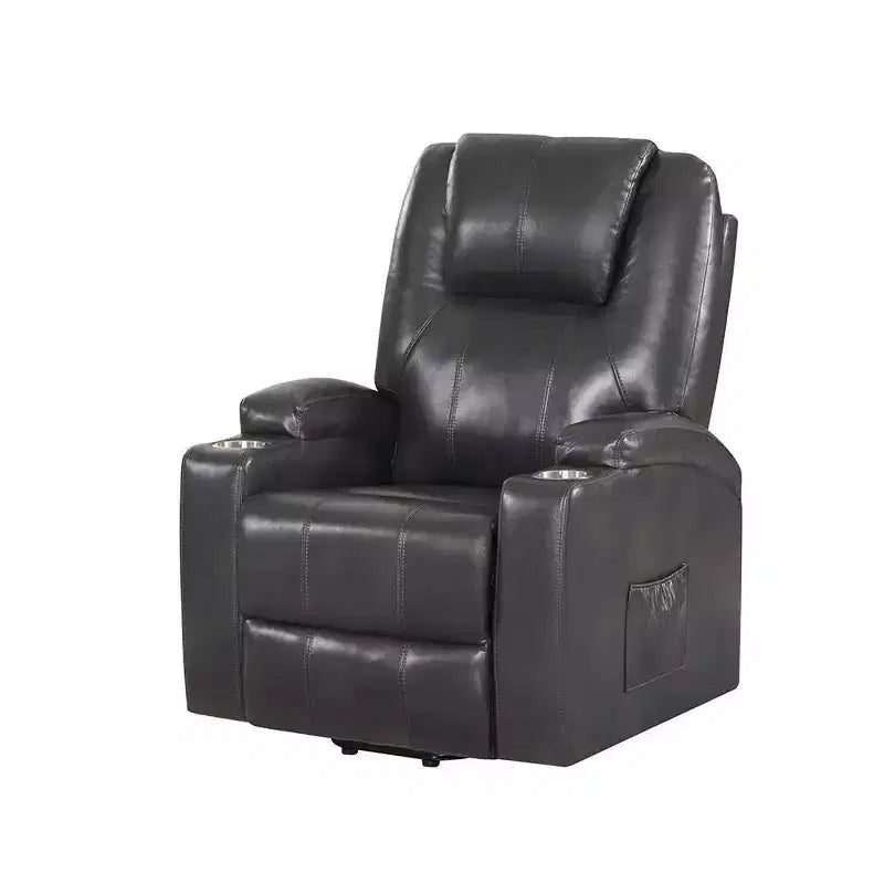 Divano reclinabile in Leather Aire, divano reclinabile moderno color canna di fucile per soggiorno
