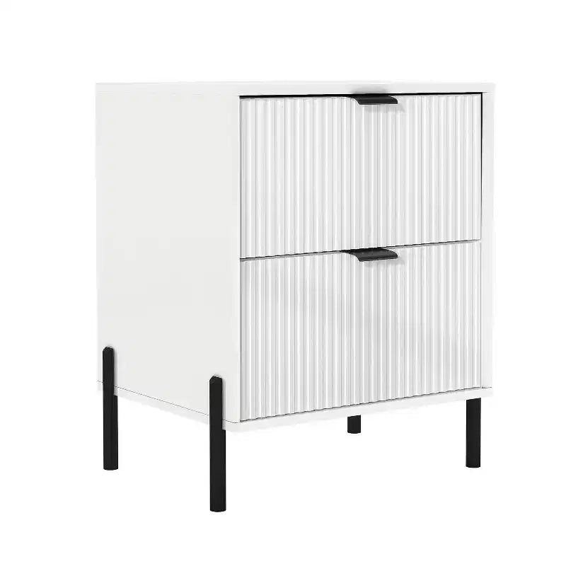 Set camera da letto 4 pezzi Modern Elegance, comò, cassettiera e 2 comodini, bianco sporco