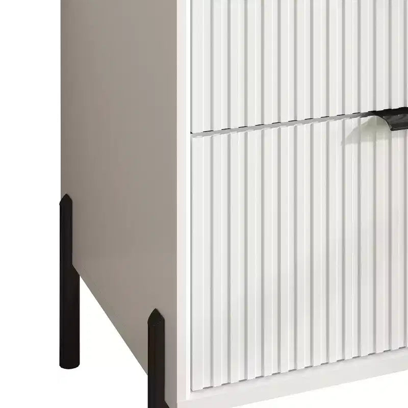 Set camera da letto 4 pezzi Modern Elegance, comò, cassettiera e 2 comodini, bianco sporco