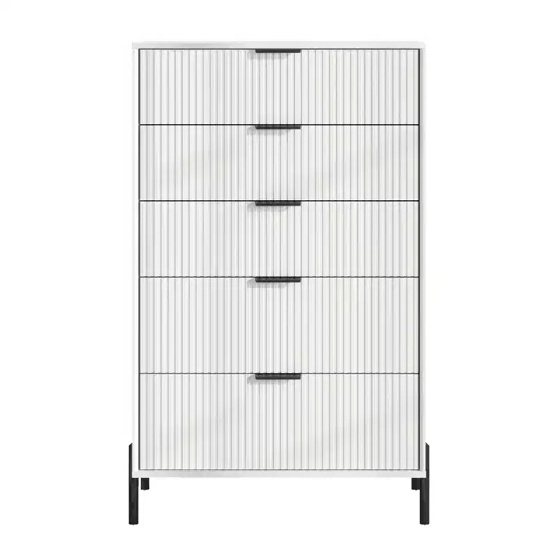 Set camera da letto 4 pezzi Modern Elegance, comò, cassettiera e 2 comodini, bianco sporco