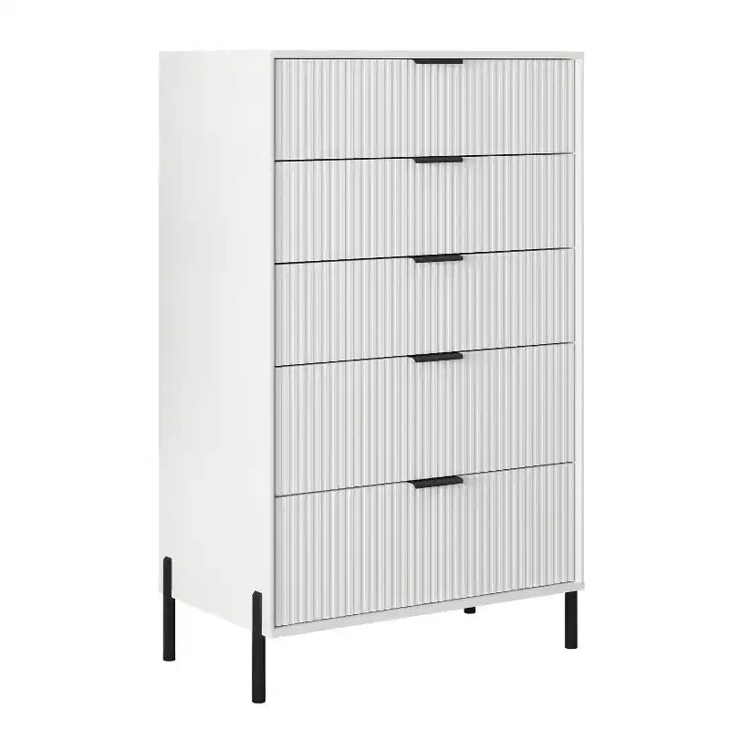 Set camera da letto 4 pezzi Modern Elegance, comò, cassettiera e 2 comodini, bianco sporco