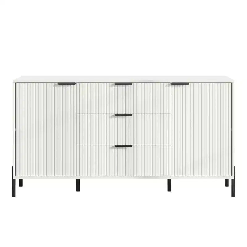 Set camera da letto 4 pezzi Modern Elegance, comò, cassettiera e 2 comodini, bianco sporco