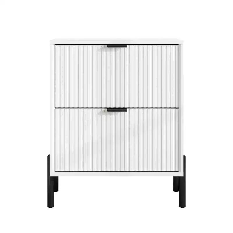 Set camera da letto 4 pezzi Modern Elegance, comò, cassettiera e 2 comodini, bianco sporco