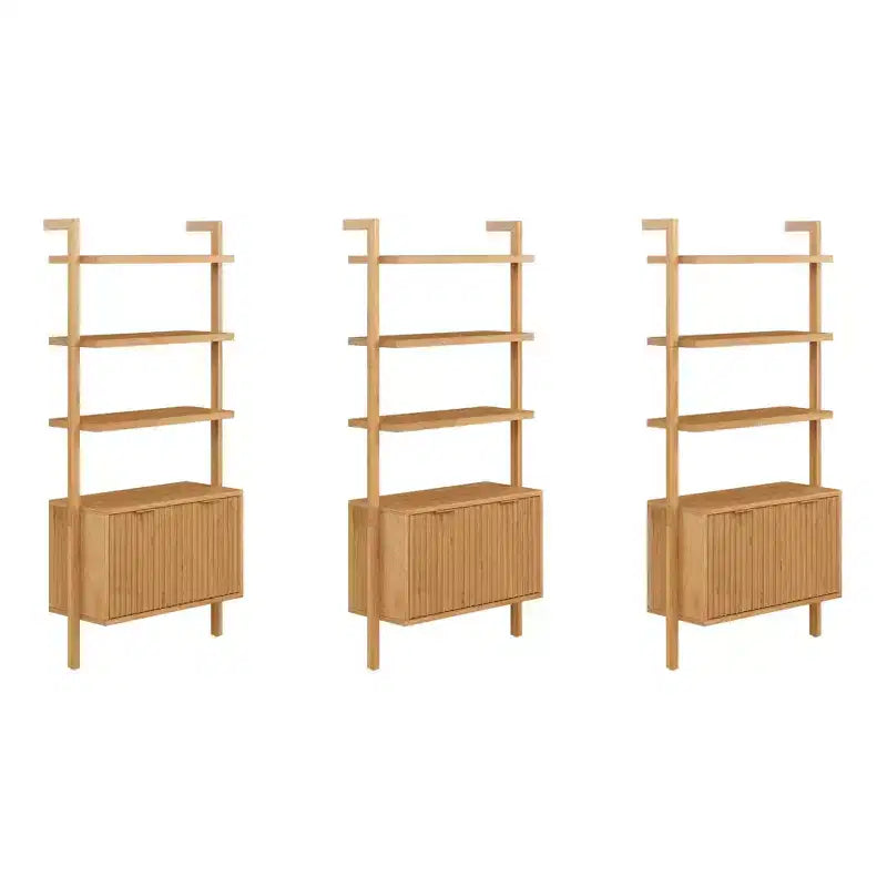 Nathan James 71.9" Set of 3 Jasper Wood Fluted Bookshelf Light Brown