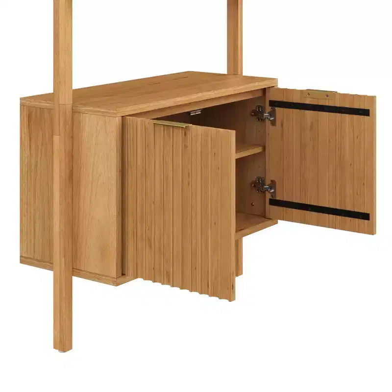 Set di 3 librerie scanalate in legno, torre espositiva aperta alta 182,6 cm, marrone chiaro
