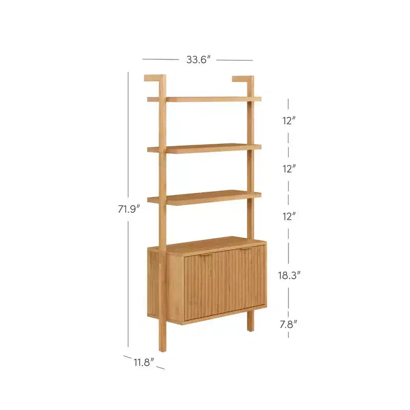 Set di 3 librerie scanalate in legno, torre espositiva aperta alta 182,6 cm, marrone chiaro