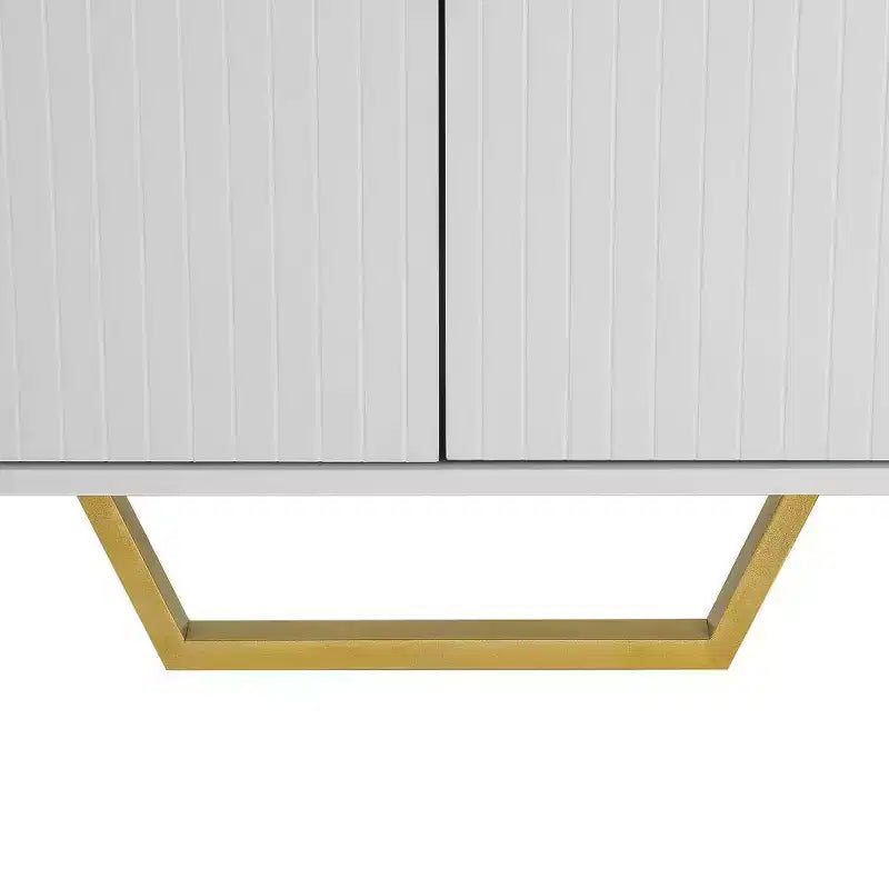 Madia Credenza da 60 Pollici con 4 Ante, Armadio Moderno da Cucina con Gambe in Metallo per Sala da Pranzo, Soggiorno, Ingresso