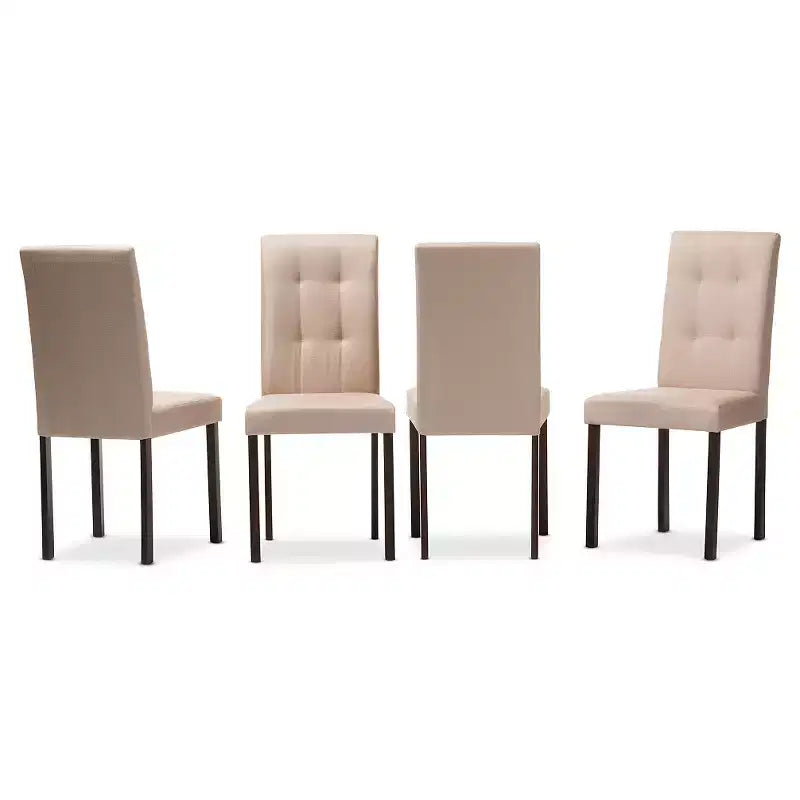 Set da pranzo moderno in tessuto imbottito con motivo a griglia, 5 pezzi, tavolo e 4 sedie